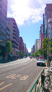 新宿通り御苑前出口交差点手前