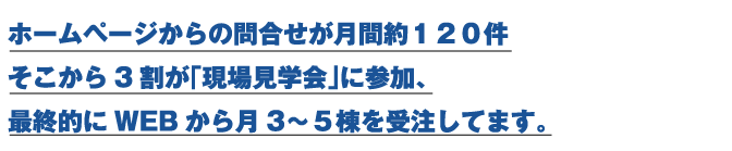 WEBから月3～5棟を受注してます。